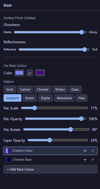 Base Paint Layer & Surface Finish Settings